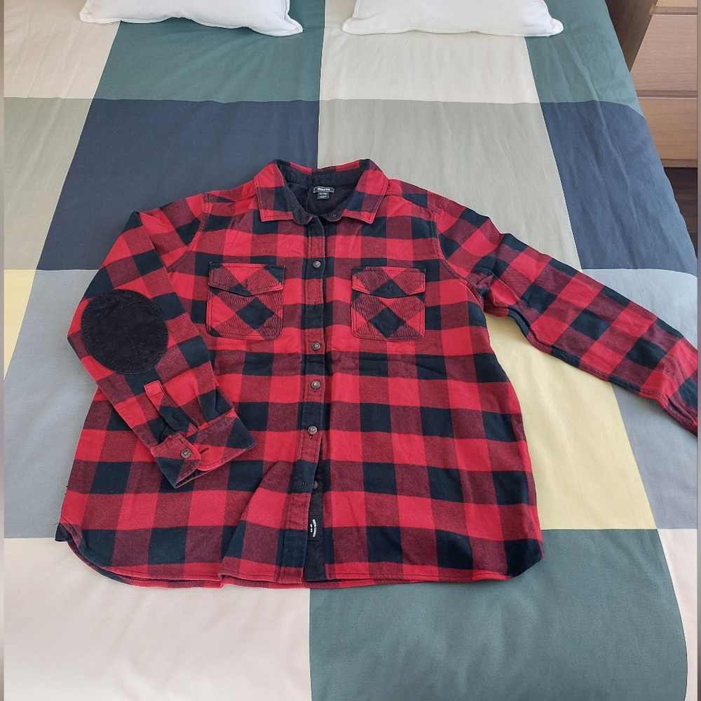NWOT Roots Women Plaid Flannel Shirt w/ Elbow Patches | Size XL